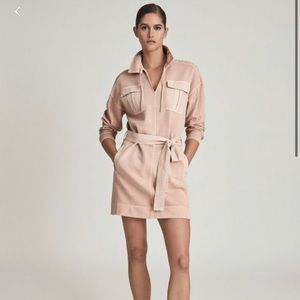 REISS Lila Utility Pocket Jersey Mini Dress NEW Size Small in Pink